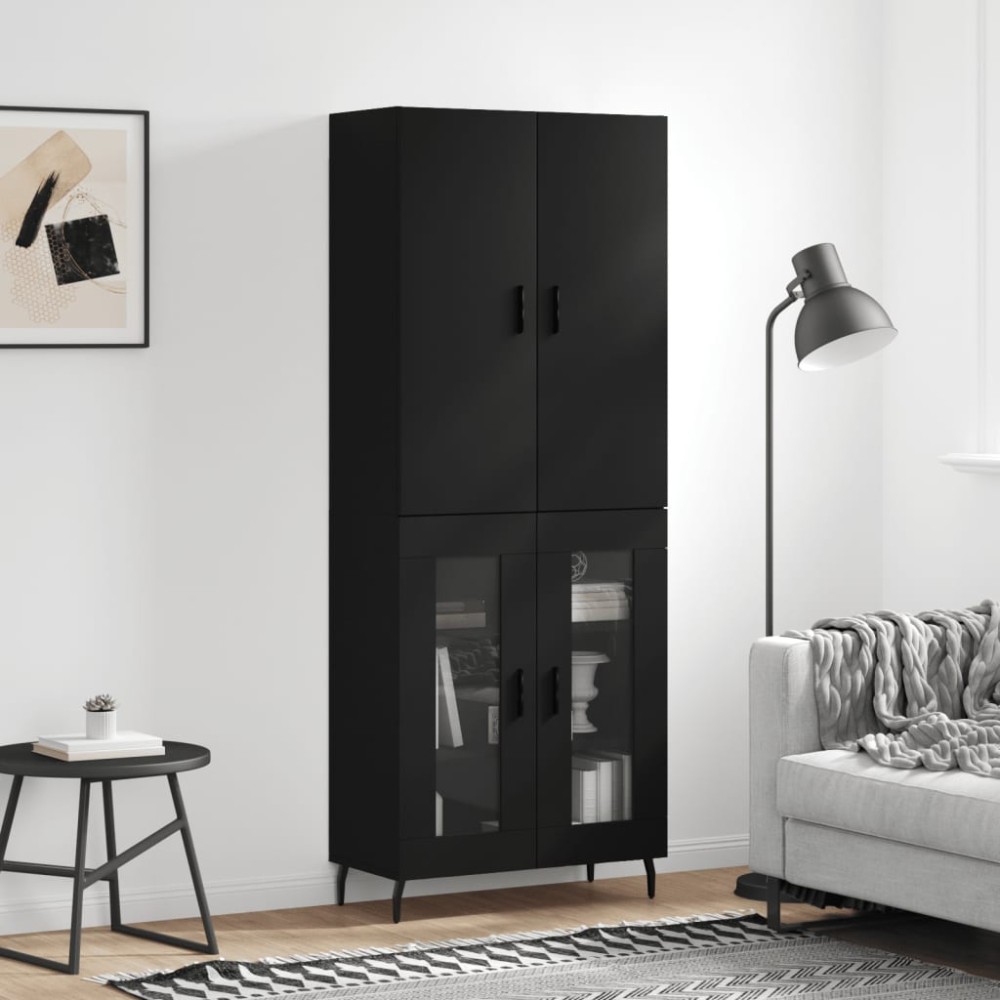 vidaXL Dulap înalt, negru, 69,5x34x180 cm, lemn compozit