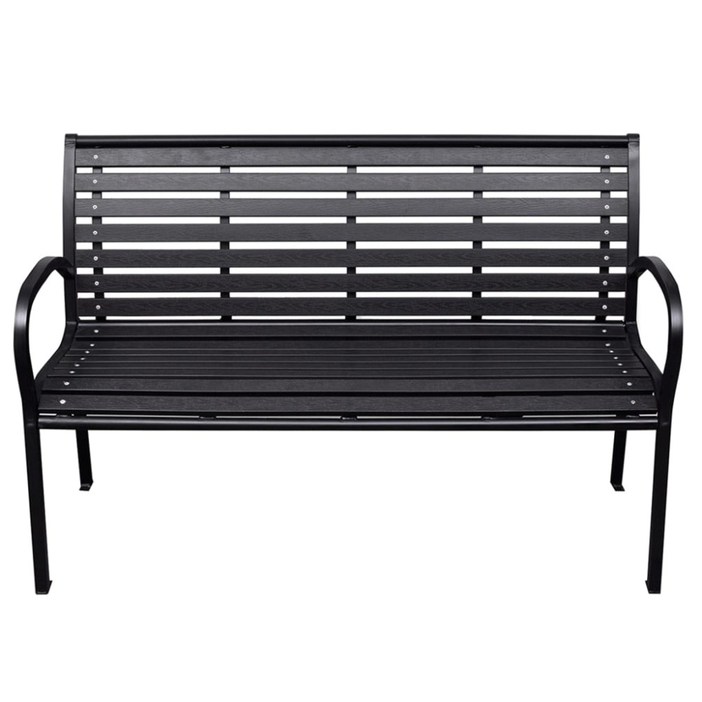 vidaXL Bancă de grădină, negru, 116 cm, oțel și WPC