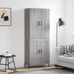 vidaXL Dulap înalt, gri sonoma, 69,5x34x180 cm, lemn compozit