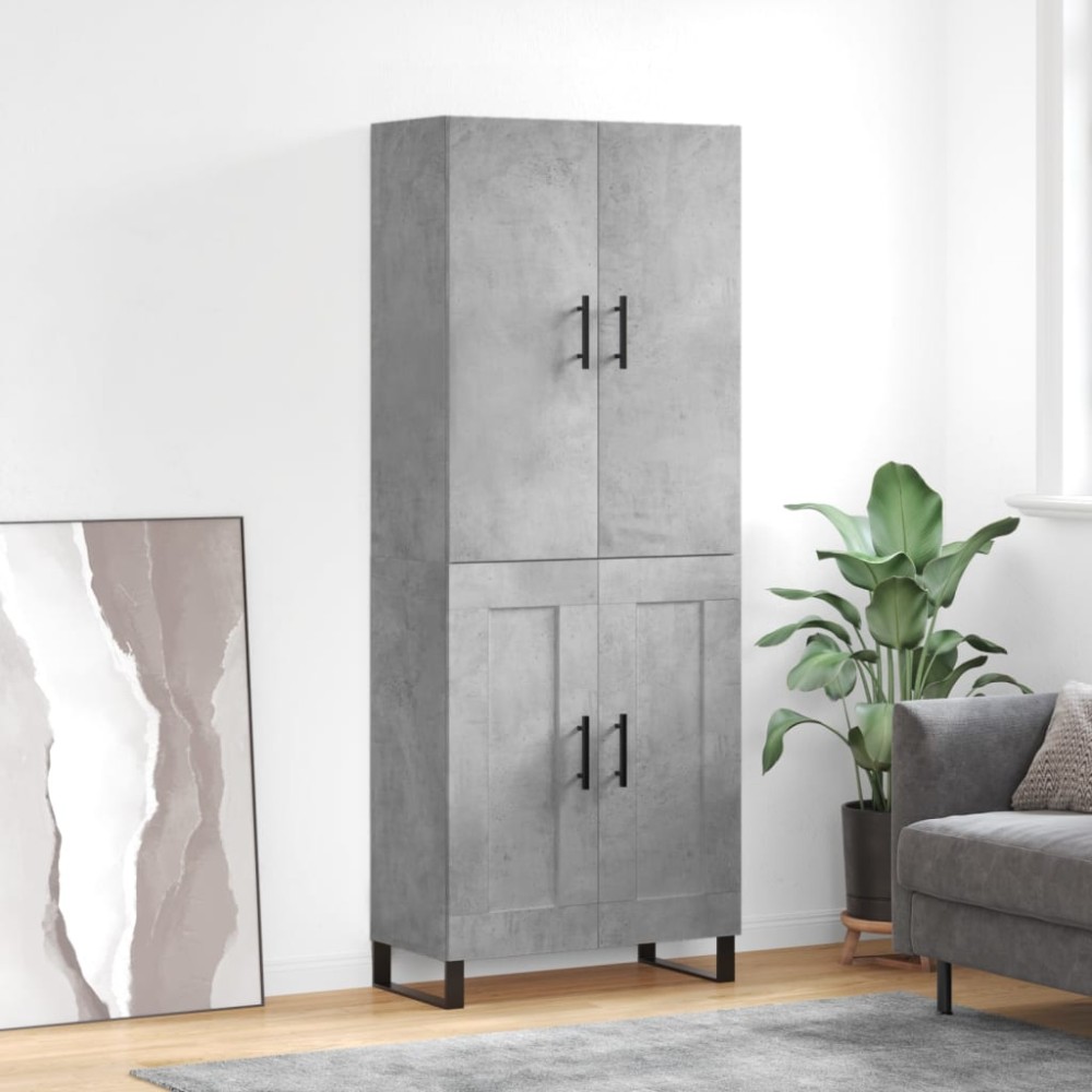 vidaXL Dulap înalt, gri beton, 69,5x34x180, lemn compozit