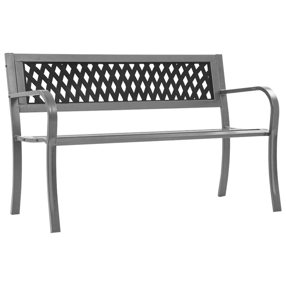vidaXL Bancă de grădină din oțel, negru, 120 cm
