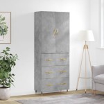 vidaXL Dulap înalt, gri beton, 69,5x34x180, lemn compozit
