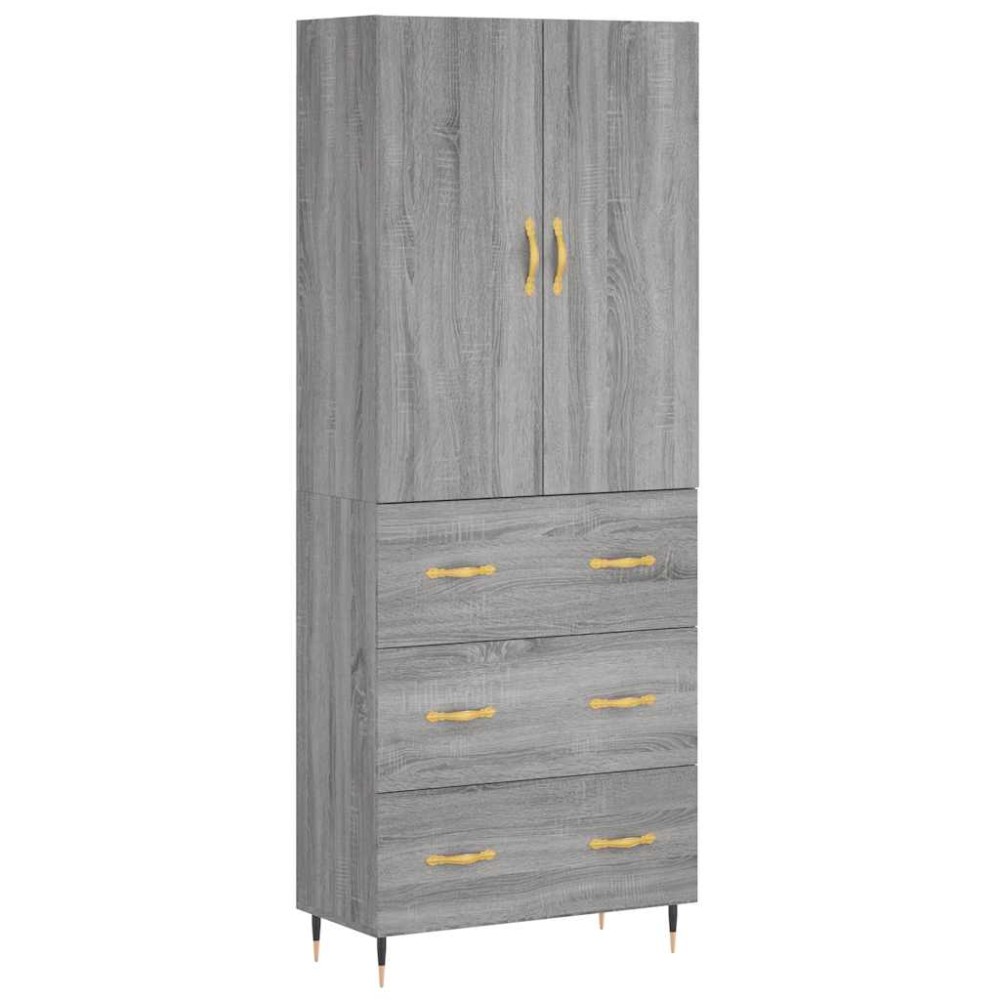 vidaXL Dulap înalt, gri sonoma, 69,5x34x180 cm, lemn compozit