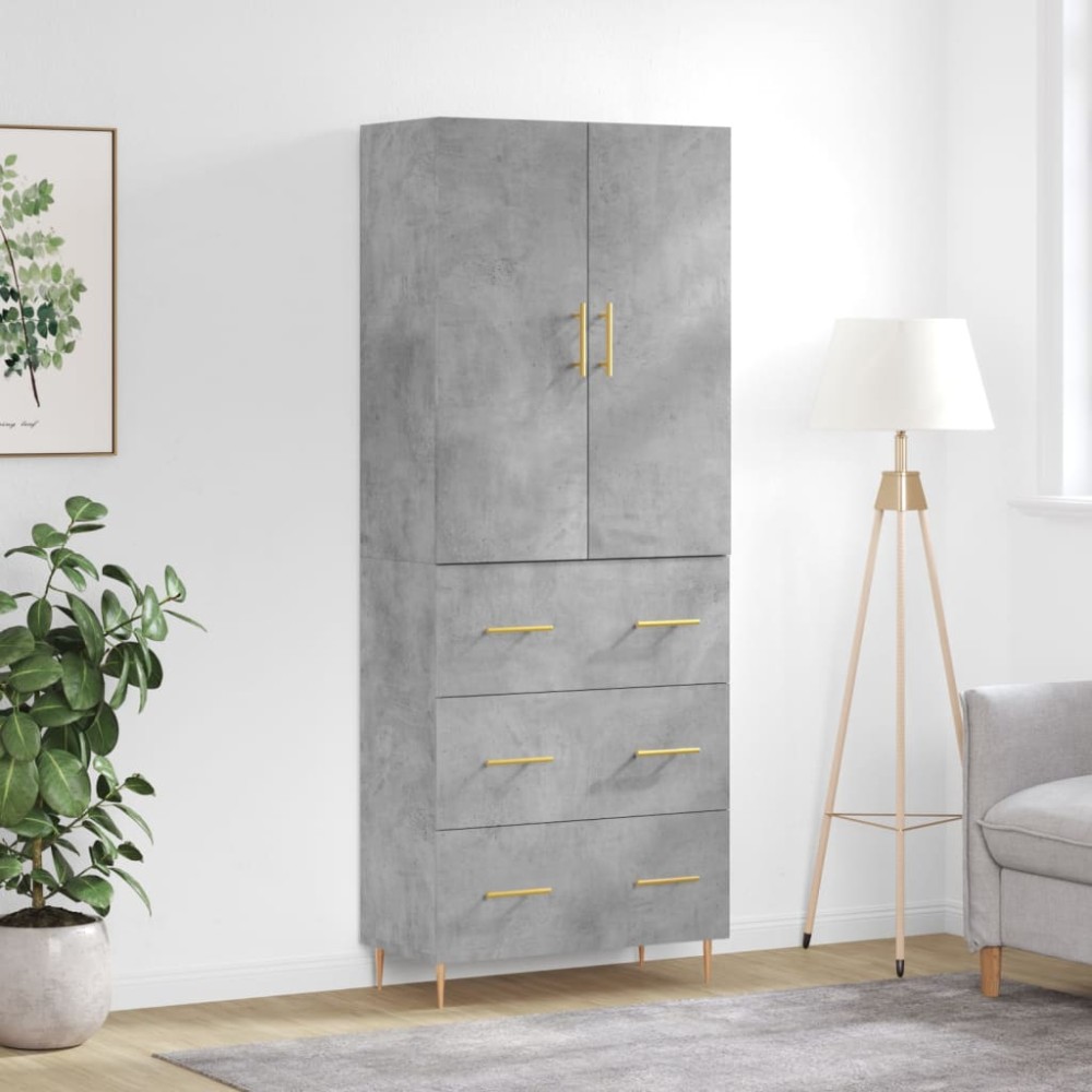 vidaXL Dulap înalt, gri beton, 69,5x34x180, lemn compozit