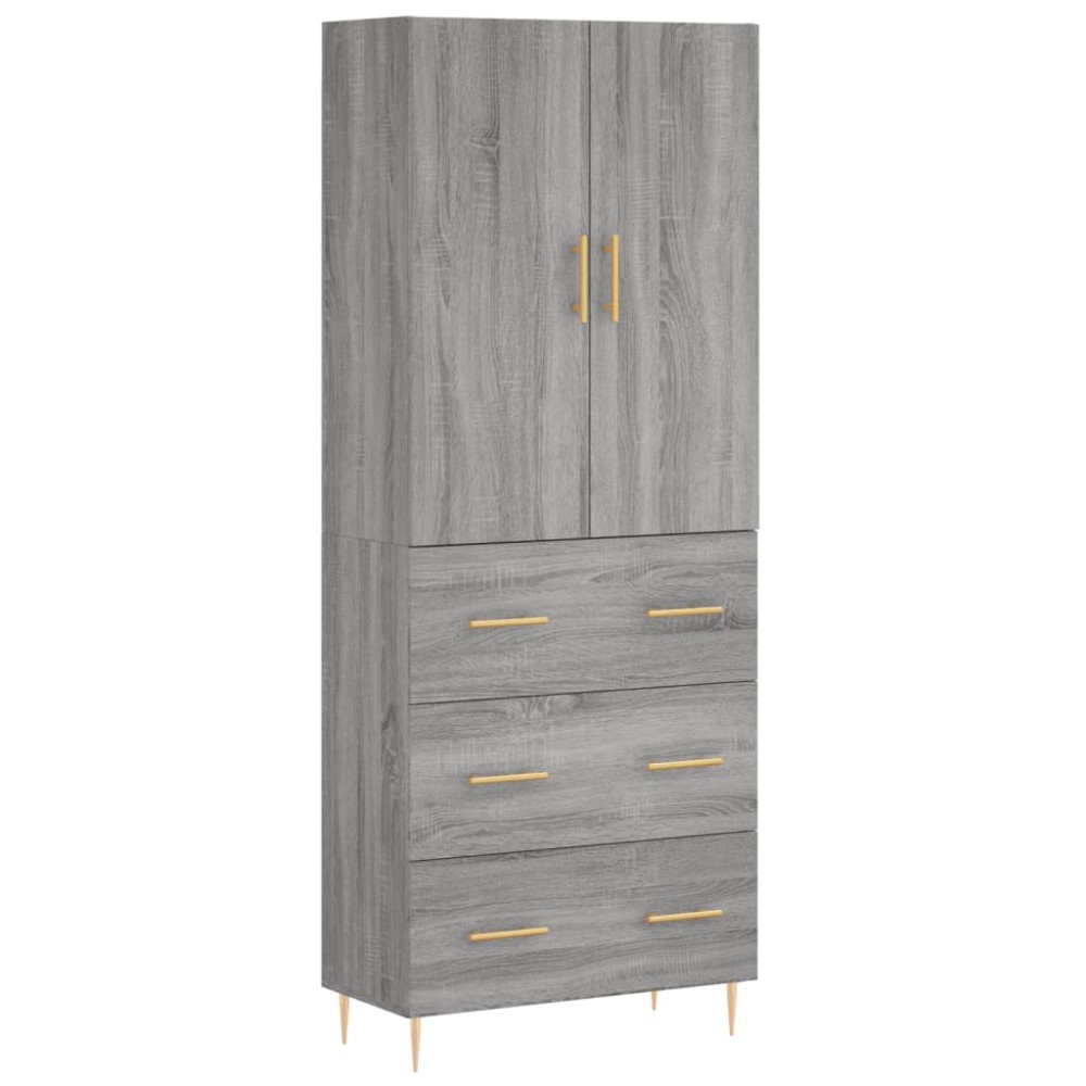 vidaXL Dulap înalt, gri sonoma, 69,5x34x180 cm, lemn compozit