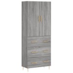 vidaXL Dulap înalt, gri sonoma, 69,5x34x180 cm, lemn compozit