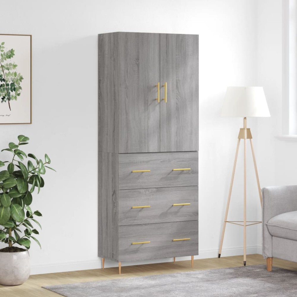 vidaXL Dulap înalt, gri sonoma, 69,5x34x180 cm, lemn compozit