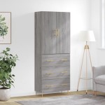 vidaXL Dulap înalt, gri sonoma, 69,5x34x180 cm, lemn compozit