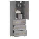 vidaXL Dulap înalt, gri sonoma, 69,5x34x180 cm, lemn compozit