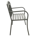 vidaXL Bancă de grădină, gri, 120 cm, oțel vidaXL Bancă de grădină, gri, 120 cm, oțel