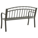 vidaXL Bancă de grădină, gri, 120 cm, oțel vidaXL Bancă de grădină, gri, 120 cm, oțel