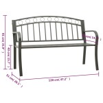 vidaXL Bancă de grădină, gri, 120 cm, oțel vidaXL Bancă de grădină, gri, 120 cm, oțel