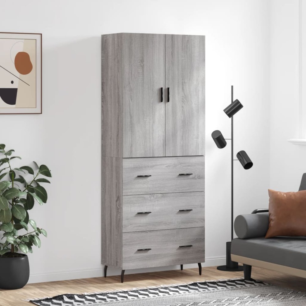 vidaXL Dulap înalt, gri sonoma, 69,5x34x180 cm, lemn compozit