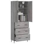 vidaXL Dulap înalt, gri sonoma, 69,5x34x180 cm, lemn compozit
