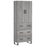 vidaXL Dulap înalt, gri sonoma, 69,5x34x180 cm, lemn compozit