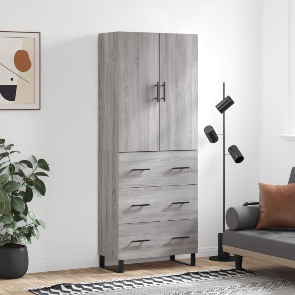 vidaXL Dulap înalt, gri sonoma, 69,5x34x180 cm, lemn compozit