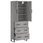 vidaXL Dulap înalt, gri sonoma, 69,5x34x180 cm, lemn compozit