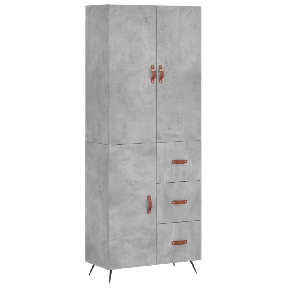 vidaXL Dulap înalt, gri beton, 69,5x34x180, lemn compozit