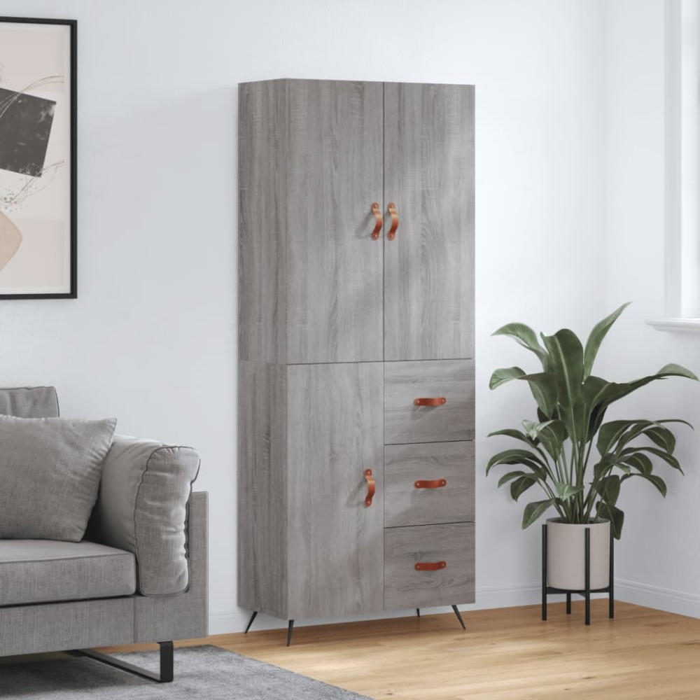 vidaXL Dulap înalt, gri sonoma, 69,5x34x180 cm, lemn compozit