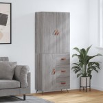 vidaXL Dulap înalt, gri sonoma, 69,5x34x180 cm, lemn compozit