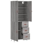 vidaXL Dulap înalt, gri sonoma, 69,5x34x180 cm, lemn compozit