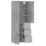 vidaXL Dulap înalt, gri beton, 69,5x34x180, lemn compozit