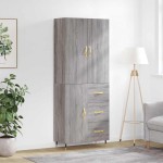 vidaXL Dulap înalt, gri sonoma, 69,5x34x180 cm, lemn compozit