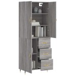 vidaXL Dulap înalt, gri sonoma, 69,5x34x180 cm, lemn compozit