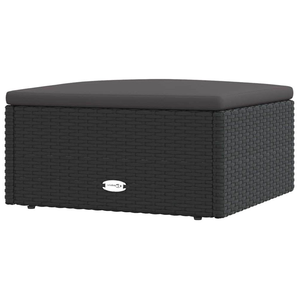 vidaXL Taburet de grădină cu pernă, negru, poliratan