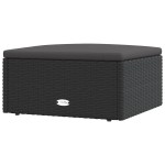 vidaXL Taburet de grădină cu pernă, negru, poliratan