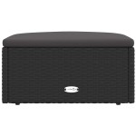 vidaXL Taburet de grădină cu pernă, negru, poliratan