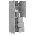 vidaXL Dulap înalt, gri beton, 69,5x34x180, lemn compozit