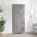 vidaXL Dulap înalt, gri sonoma, 69,5x34x180 cm, lemn compozit