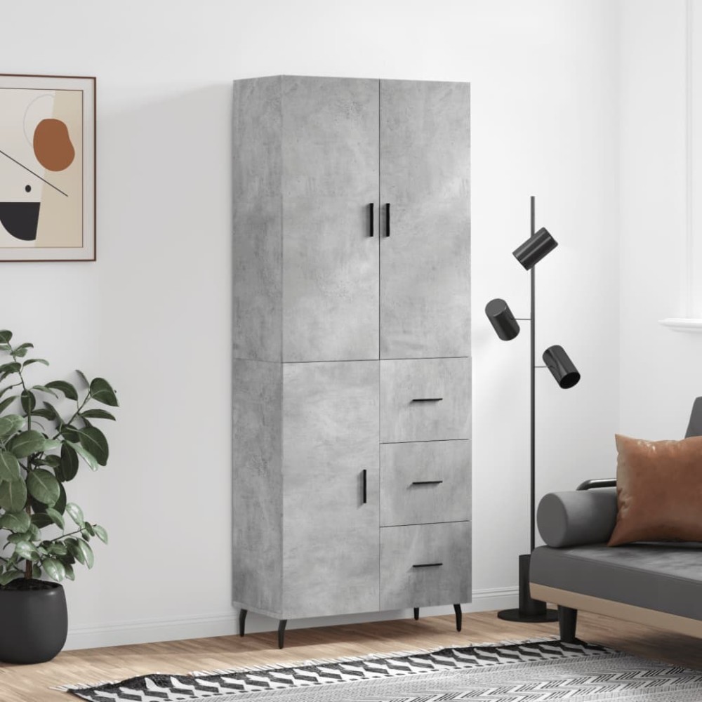 vidaXL Dulap înalt, gri beton, 69,5x34x180, lemn compozit