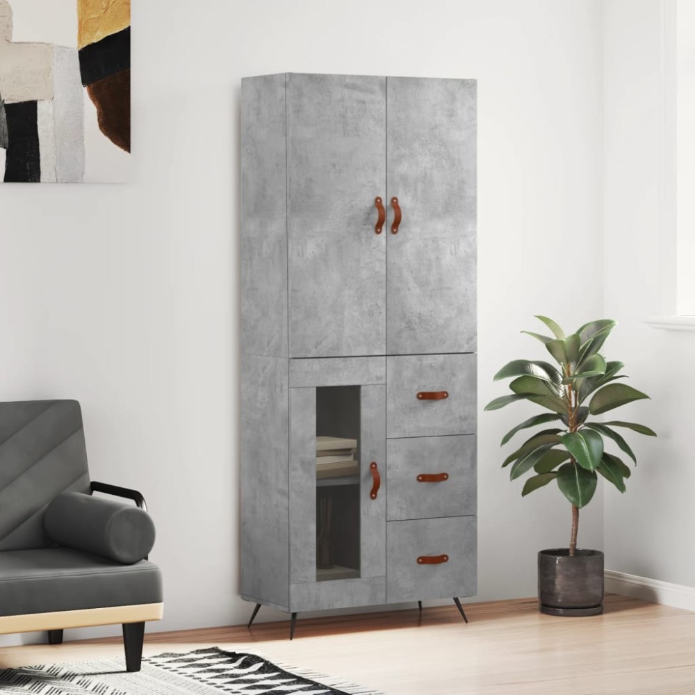 vidaXL Dulap înalt, gri beton, 69,5x34x180, lemn compozit