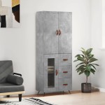 vidaXL Dulap înalt, gri beton, 69,5x34x180, lemn compozit