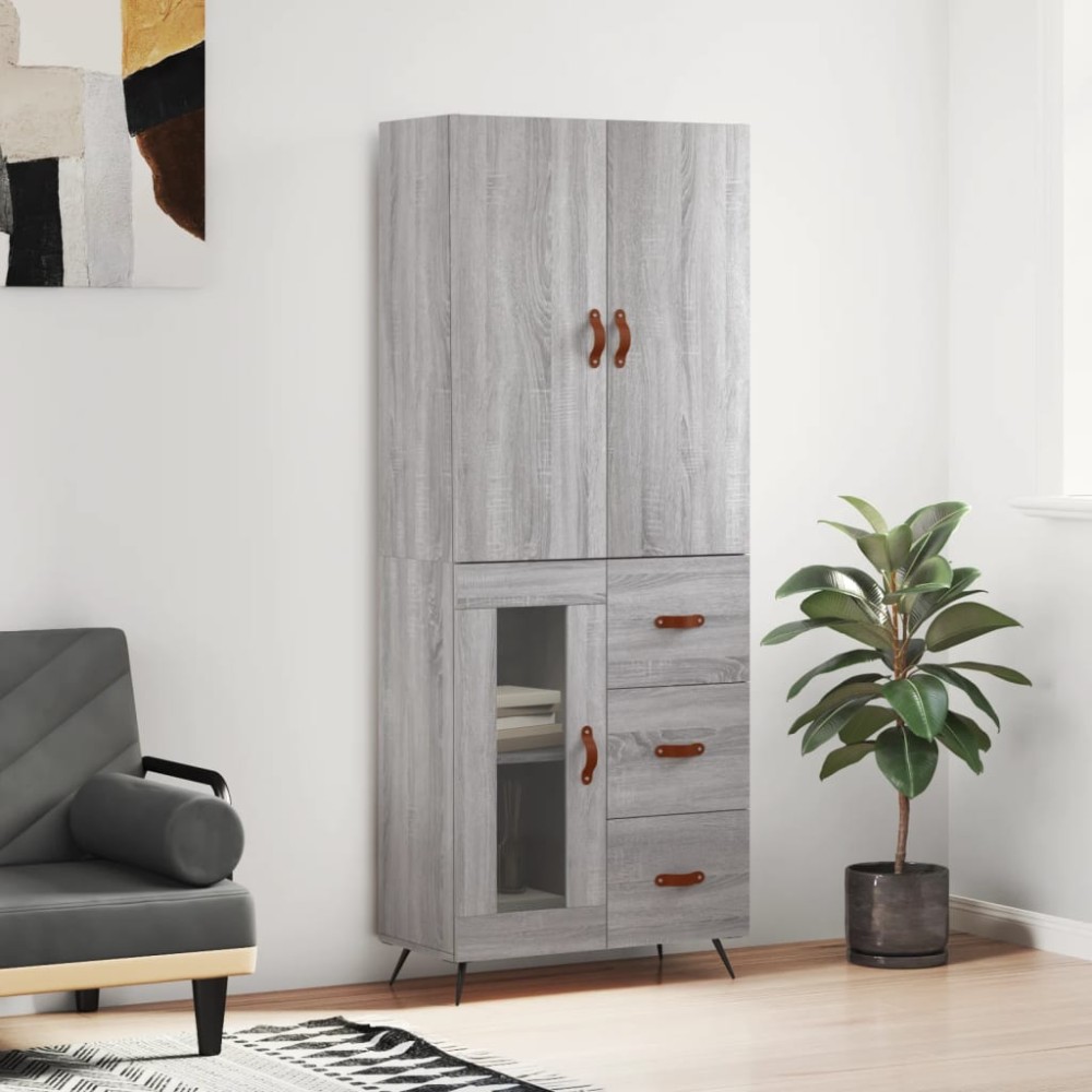 vidaXL Dulap înalt, gri sonoma, 69,5x34x180 cm, lemn compozit