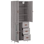 vidaXL Dulap înalt, gri sonoma, 69,5x34x180 cm, lemn compozit