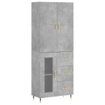vidaXL Dulap înalt, gri beton, 69,5x34x180, lemn compozit