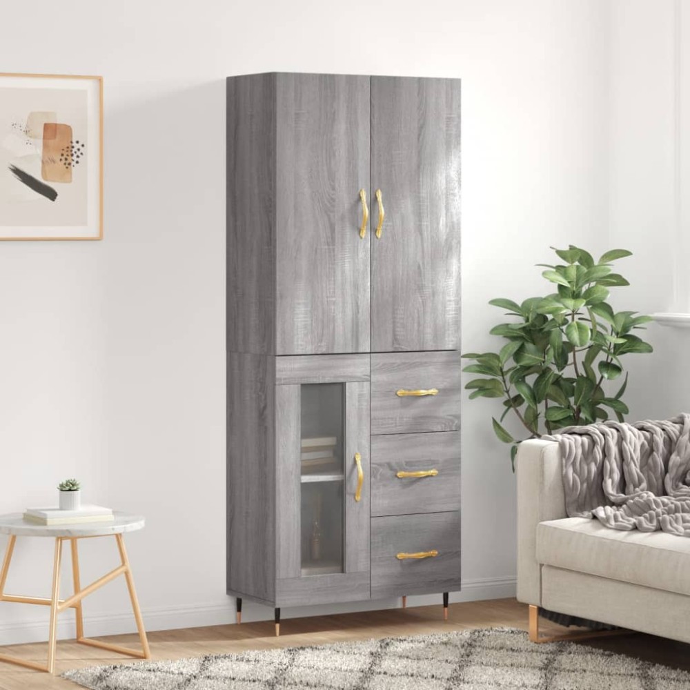 vidaXL Dulap înalt, gri sonoma, 69,5x34x180 cm, lemn compozit