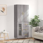 vidaXL Dulap înalt, gri sonoma, 69,5x34x180 cm, lemn compozit