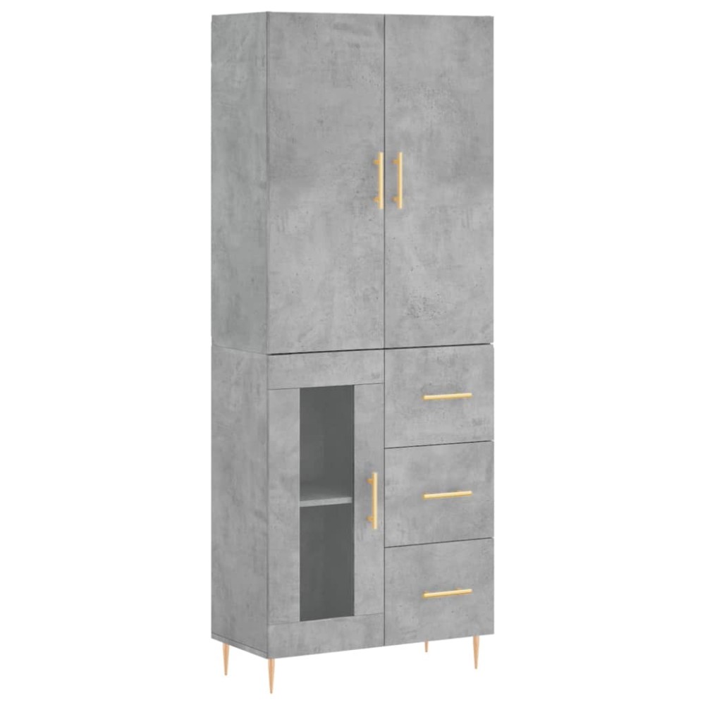 vidaXL Dulap înalt, gri beton, 69,5x34x180, lemn compozit
