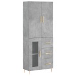 vidaXL Dulap înalt, gri beton, 69,5x34x180, lemn compozit