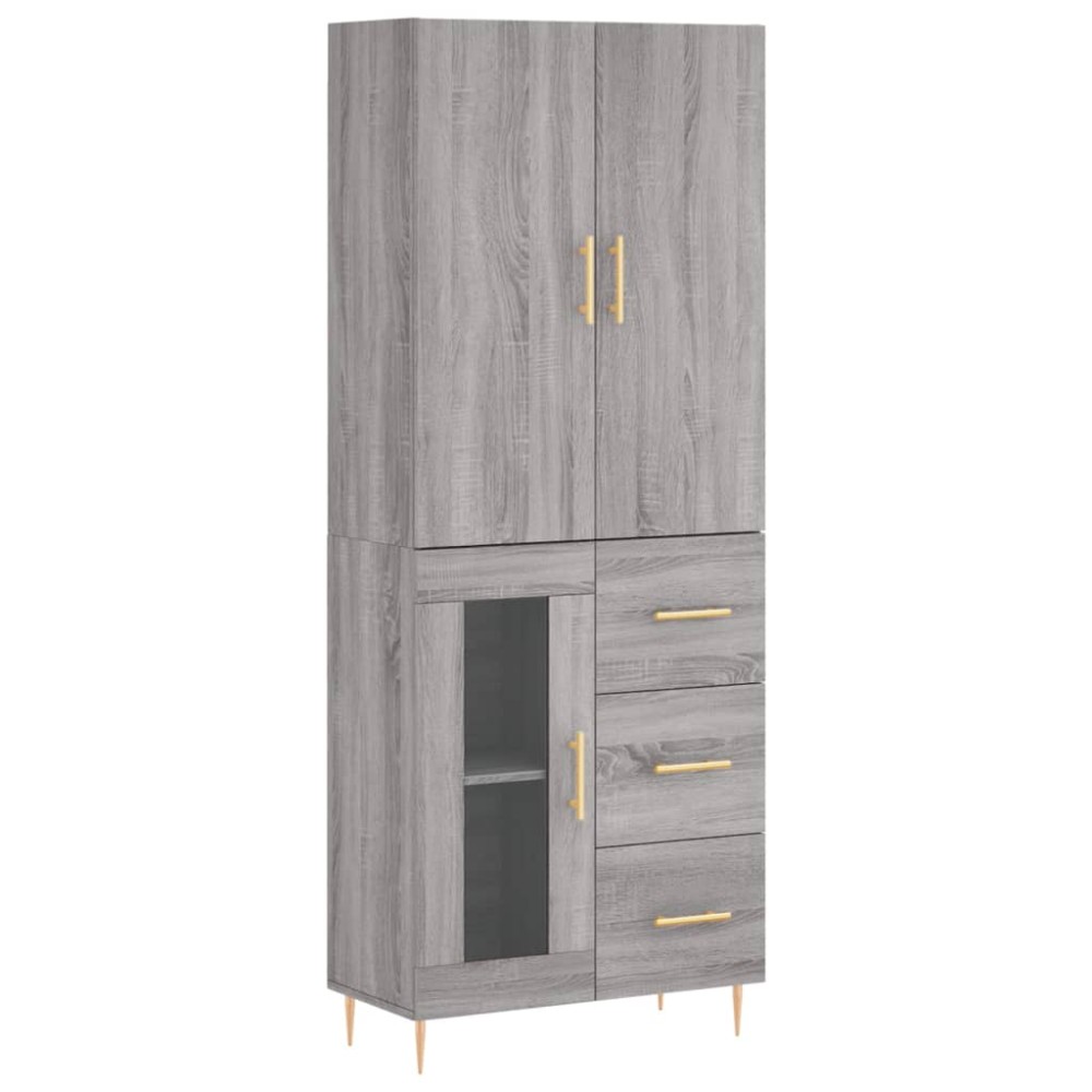 vidaXL Dulap înalt, gri sonoma, 69,5x34x180 cm, lemn compozit