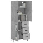 vidaXL Dulap înalt, gri beton, 69,5x34x180, lemn compozit
