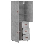 vidaXL Dulap înalt, gri beton, 69,5x34x180, lemn compozit