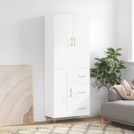 vidaXL Dulap înalt, alb, 69,5x34x180 cm, lemn compozit