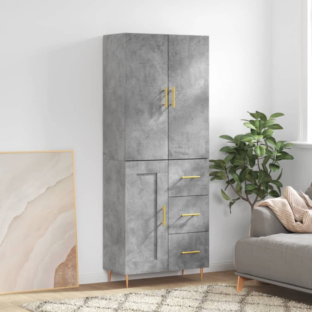 vidaXL Dulap înalt, gri beton, 69,5x34x180, lemn compozit