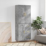 vidaXL Dulap înalt, gri beton, 69,5x34x180, lemn compozit