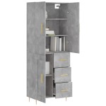 vidaXL Dulap înalt, gri beton, 69,5x34x180, lemn compozit